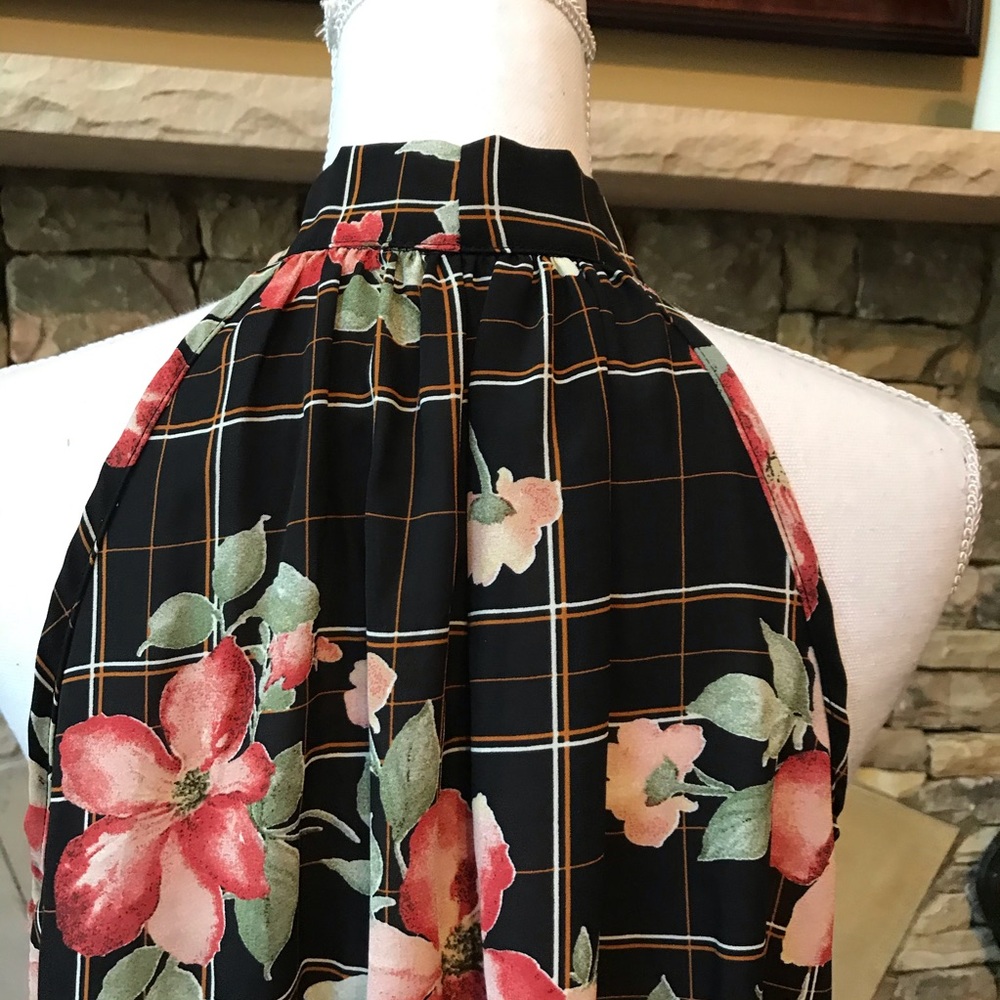 New Vision Sleeveless Tie Floral Blouse Medium - Picture 6 of 8